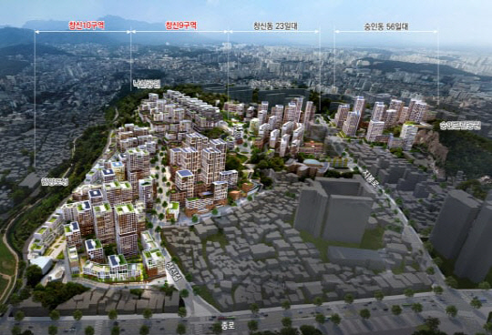 서울시는 창신동 23-606(옛 창신9구역)과 629(옛 창신10구역)를 신속통합기획 신규 대상지로 확정해 지난해 7월 확정된 창신동 23-2·숭인동 56-4 일대를 포함한 총 4개소, 34만㎡에 대해 통합개발에 나선다고 13일 밝혔다. [서울시 제공]